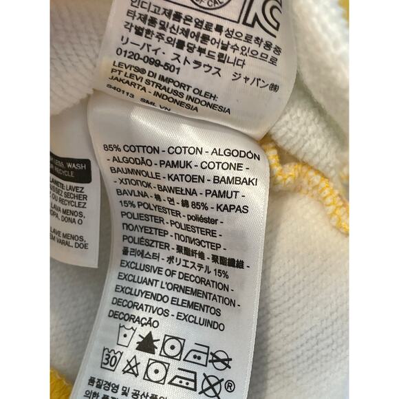 Levi's Womens Yellow Colorblock Cotton Blend Crop Sweatshirt Shirt Hoodie Top L - Picture 9 of 11